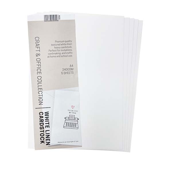 Premium A4 240gsm 5pk White Linen image 0