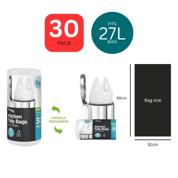 30pce KitchenTidyBagsw/Handle51x65cm27L image 0