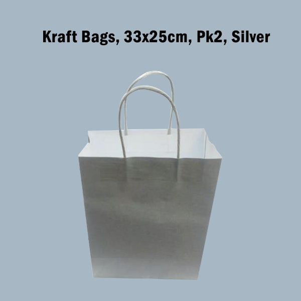 Kraft Bags 33x25cm Pk2 Silver image 0