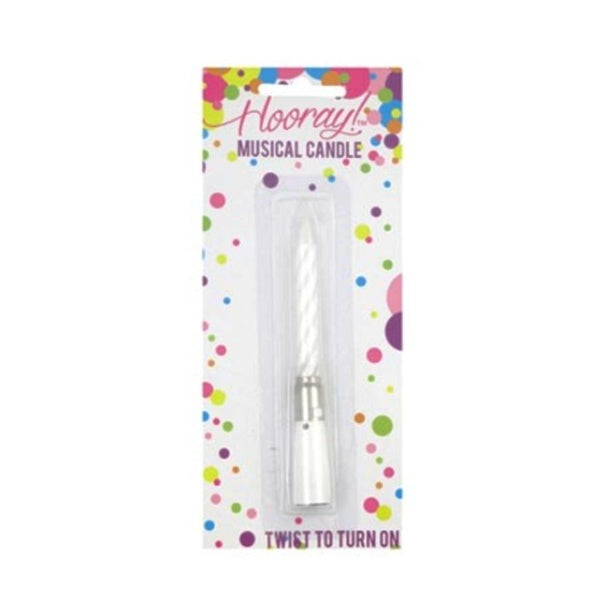 Candle Happy Bday Musical 1pc White image 0