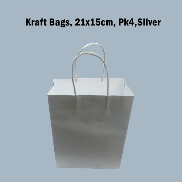 Kraft Bags, 21x15cm, Pk4, Silver image 0