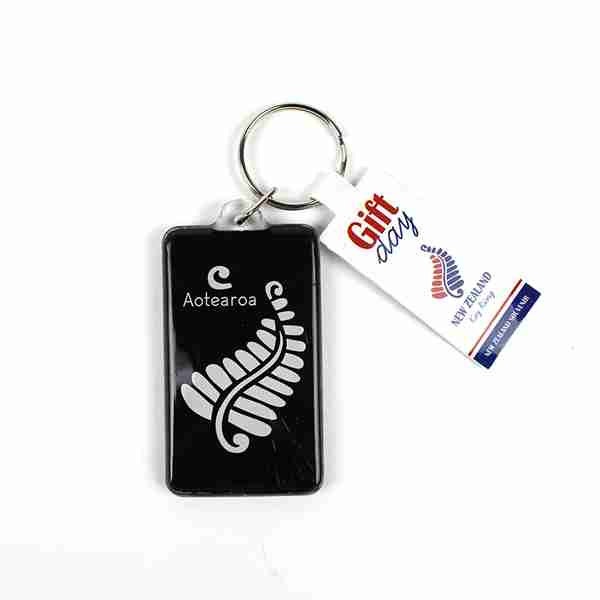 Souvenir Keyring - Acrylic Rect Black Fern image 0