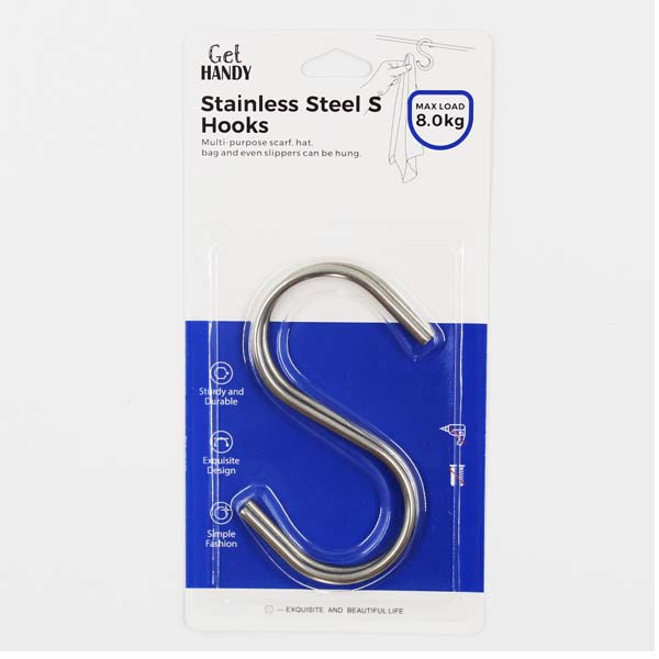 Stainless Steel S Hooks 106mm 2pc 8kg Load image 0