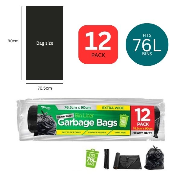 12pk Bin Liner Garbage Bag 76.5x 90cm 76L image 0