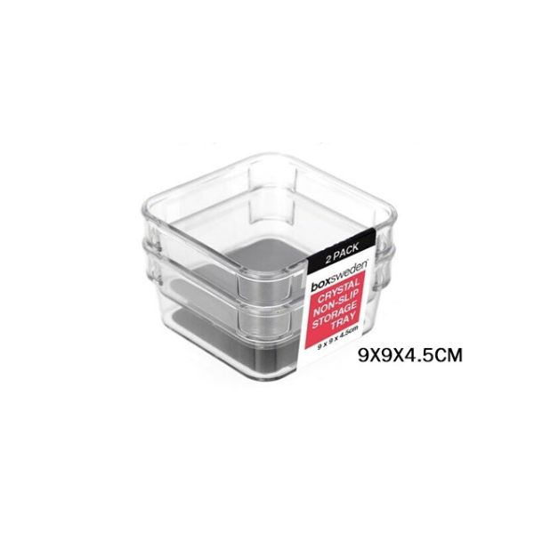 CRYSTAL GRIP ORGANISER TRAY 2PACK 9X9X4.5CM image 0