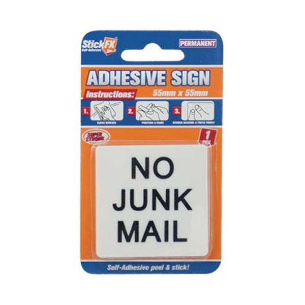 1pce No Junk Mail Sign-5.5x5.5cm image 0