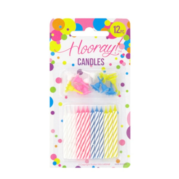 Candle Birthday 12pc W/Holders 6cm image 0
