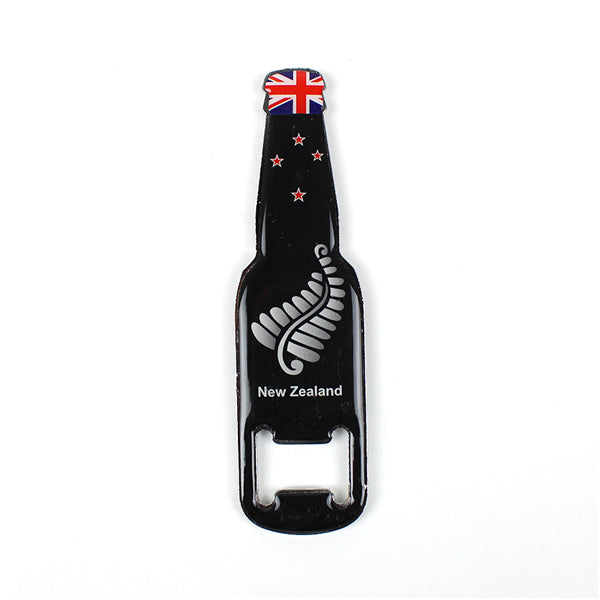 Souvenir Bottle Opener - NZ Silver Fern w Flag image 0
