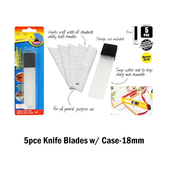 5pce Knife Blades w/ Case-18mm image 0