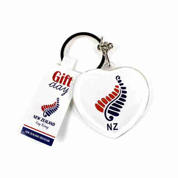 Souvenir KeyRing - Acrylic Heart Blue Fern image 0