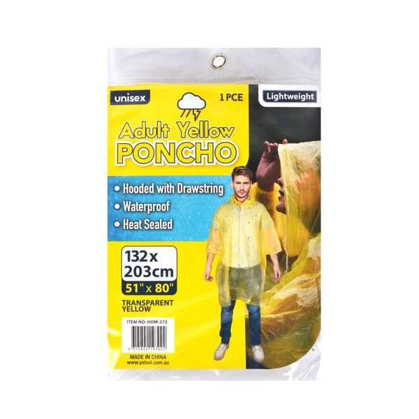 1pce Adult Poncho-Yellow image 0