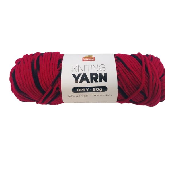 8PLY KNITTING YARN - 80G(BLACK AND RED) image 0