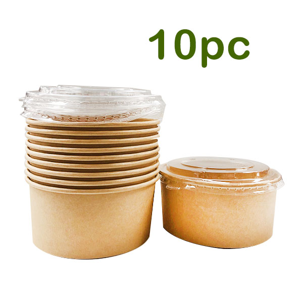 1300ml Kraft Bowl with Lid 10PC image 0