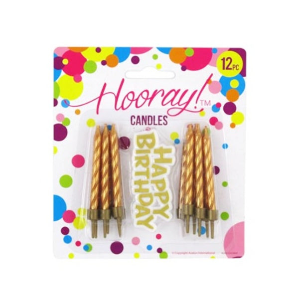 Candle Happy Bday 12 Spiral Gold image 0