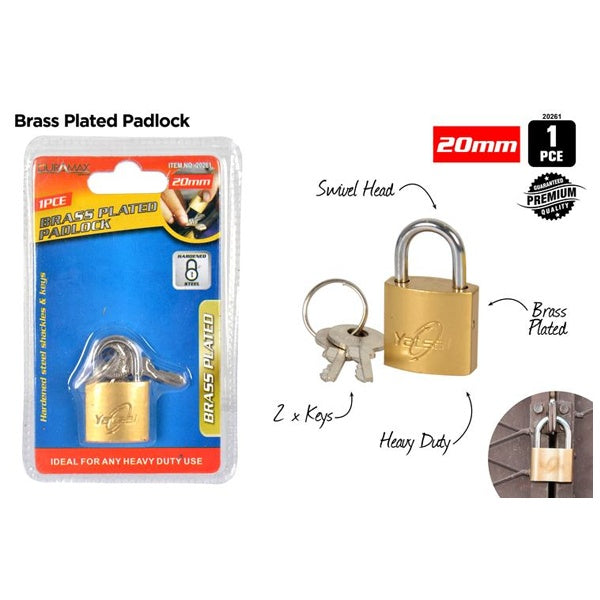 1pce Padlock-20mm-Brass Plated image 0