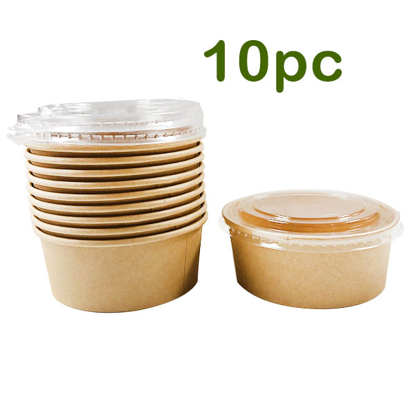 750ml Kraft Bowl with Lid 10PC image 0