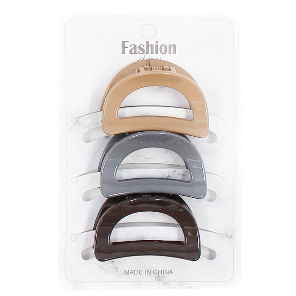 Hair Clips - 3pc Half Moon Matt image 0