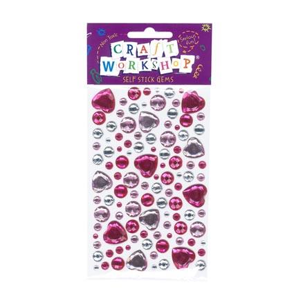 Craft Self Stick Gems Pink Hearts image 0