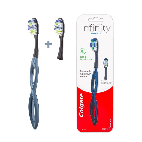 COLGATE TOOTHBRUSH INFINITY DEEP CLEAN REUSABLE ALUMINIUM HANDLE image 0