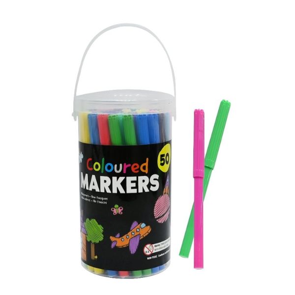 Coloured Markers in Bucket 50pk image 0