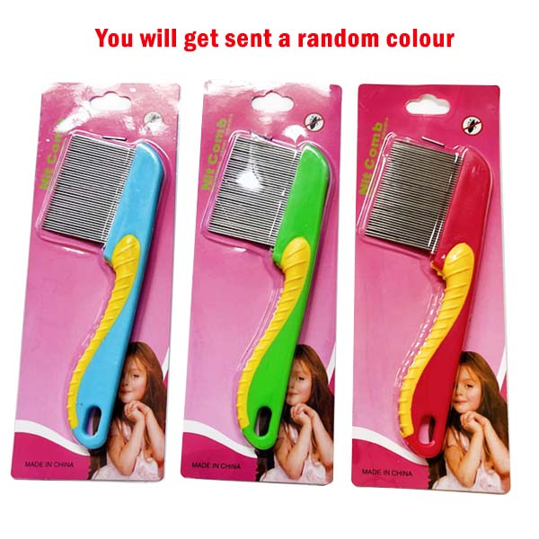 Lice Terminator Metal Brush with Long Plastic Handle image 0