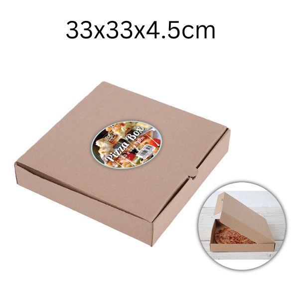 Corrugated Brown Cardboard Pizza Box 33x33x4.5cm image 0