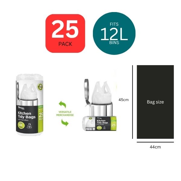 25pce KitchenTidyBagsw/Handle44x45cm12L image 0