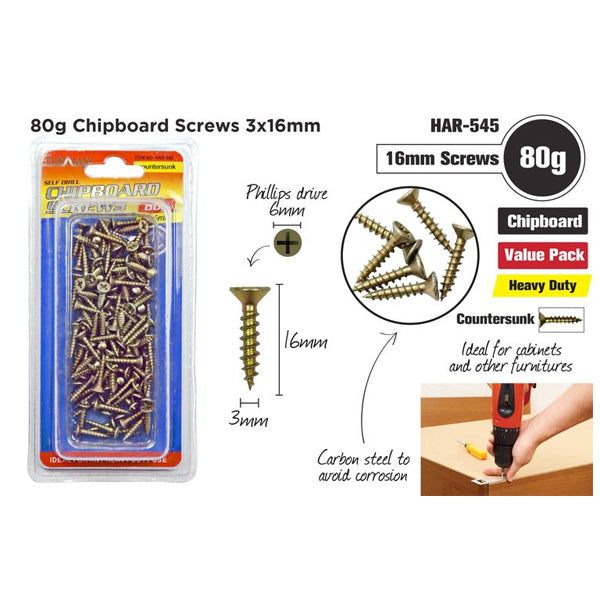 80g Chipboard Screws-3x16mm image 0