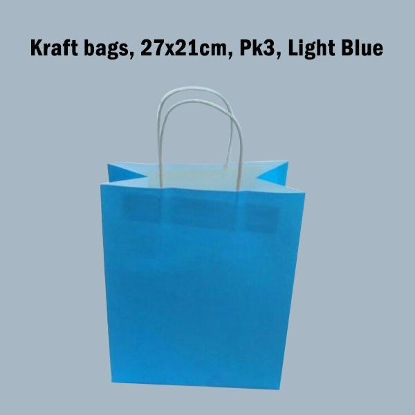 Kraft bags 27x21cm Pk3 Light Blue image 0