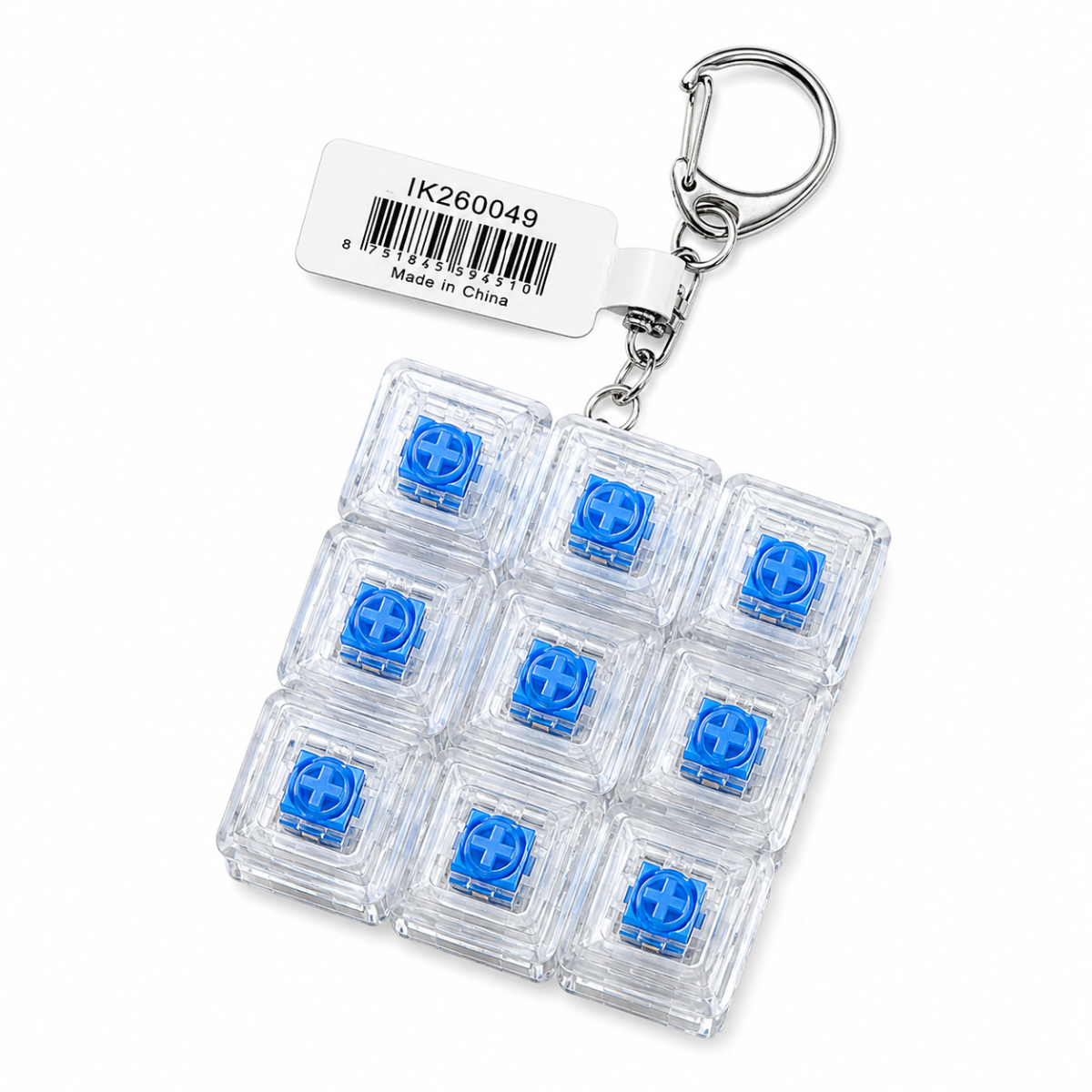 9 Keycap Fidget Keychain - Clear