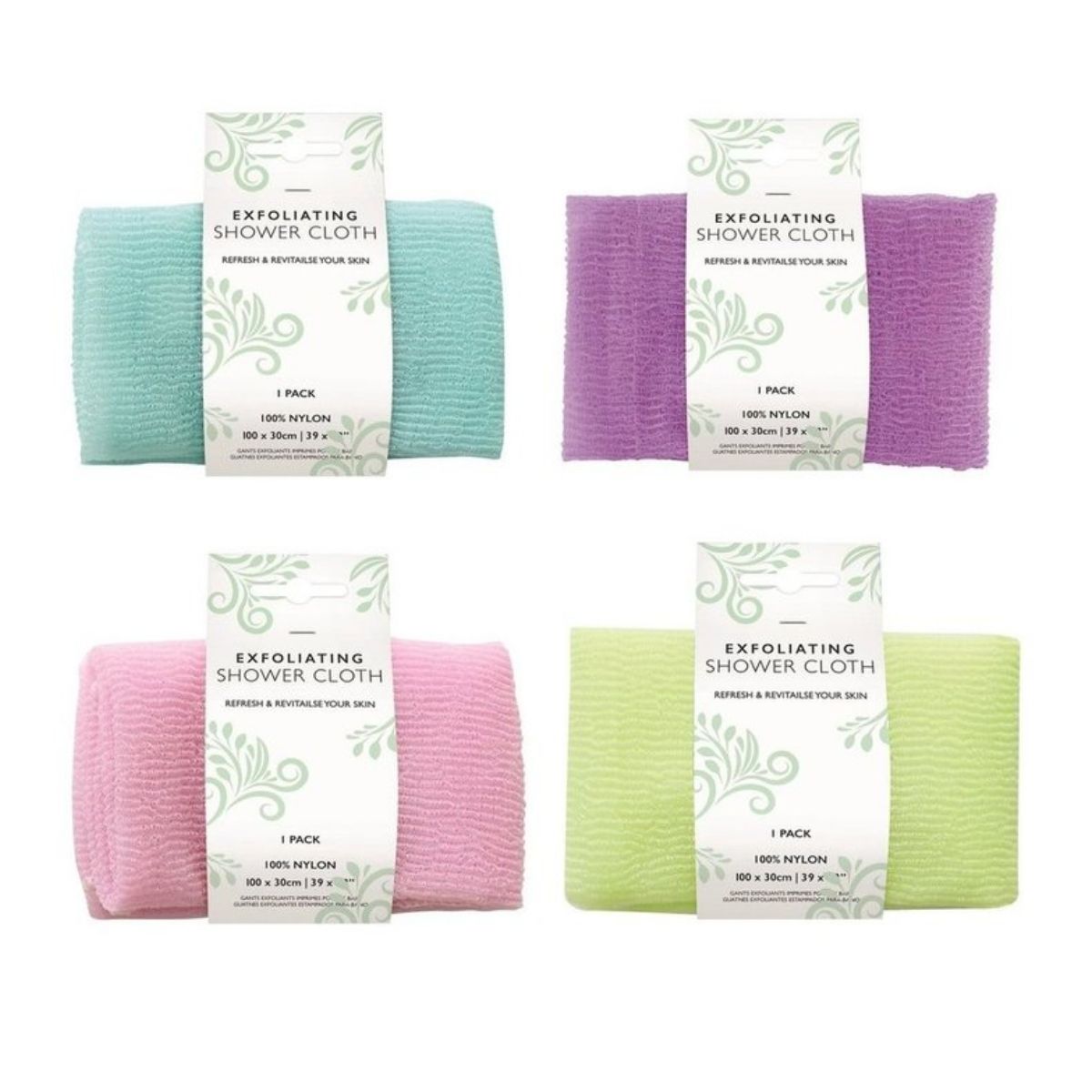 Exfoliating Shower Cloth 4 Assorted