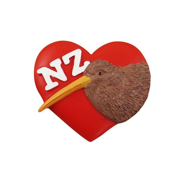 NZ Kiwi Heart Polyresin Magnet 64mm