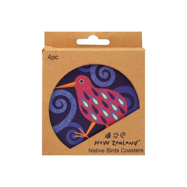 Coaster Set NZ Colourful Birds 4pc 10cm
