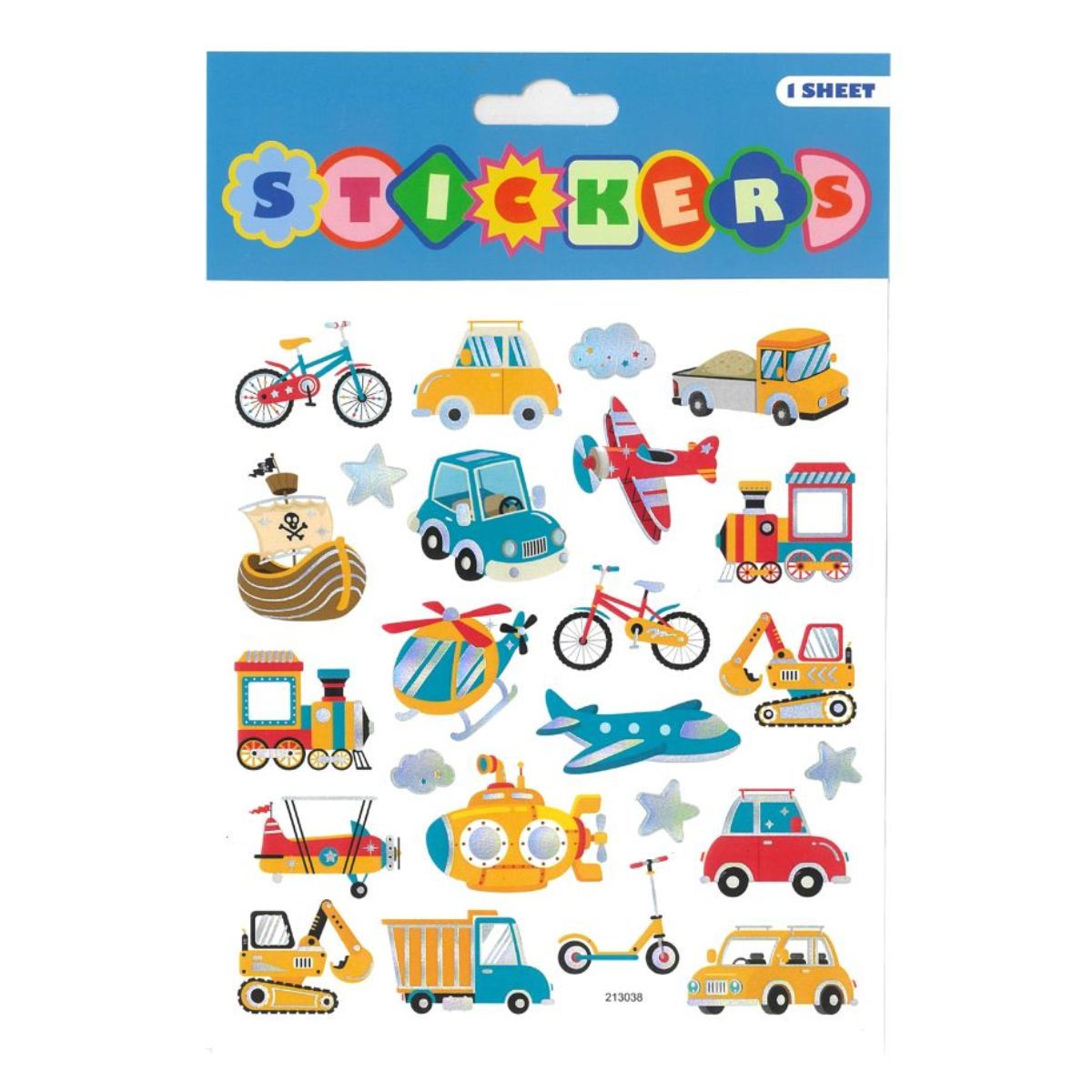 Modes of Transport Stickers 15 x 17cm – Iridescent Vehicle Sticker Sheet