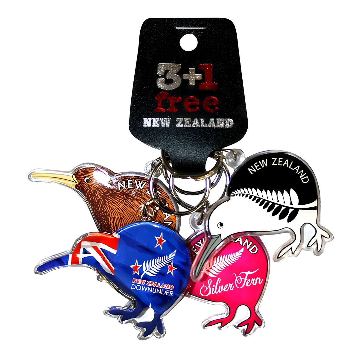 Acrylic Kiwi Keychains 4 Pack – Assorted Fern Design