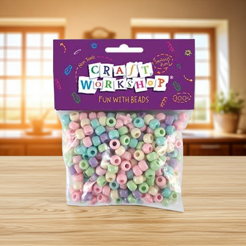 Craft Pony Beads Pastel 300 Pack 6x9mm