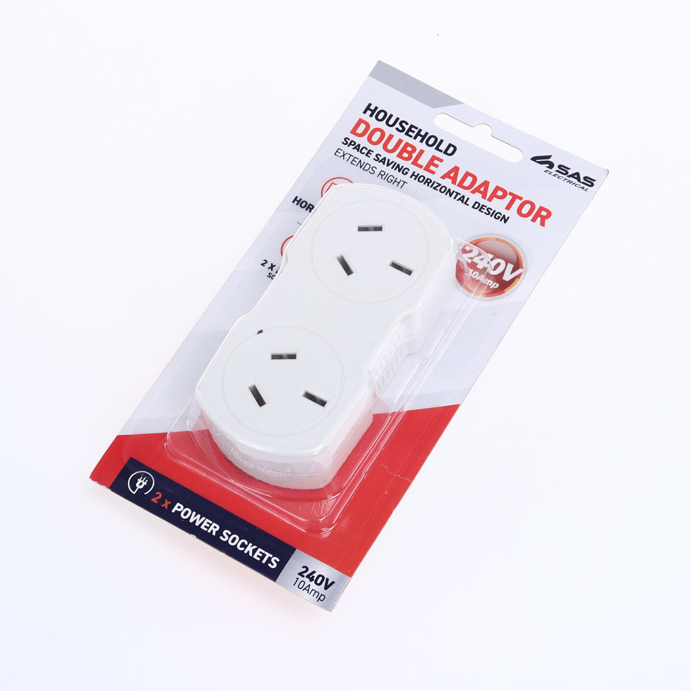 White vertical double adaptor 240V 10A power socket accessory