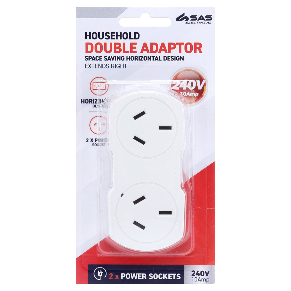 White vertical double adaptor 240V 10A power socket accessory