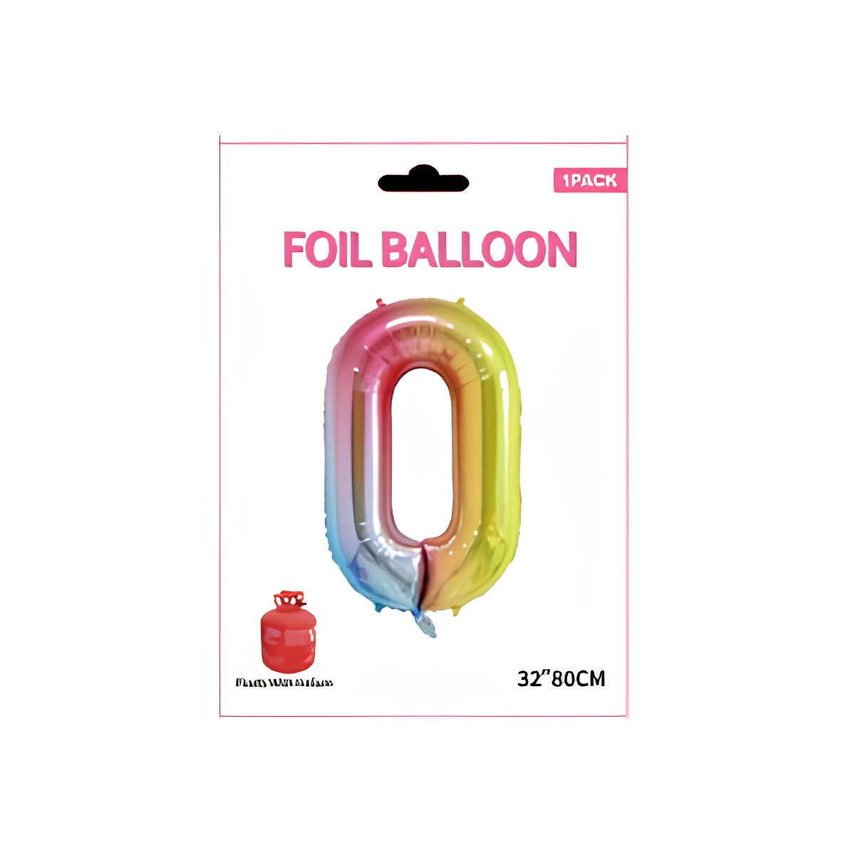 Rainbow Number 0 Foil Balloon 32 Inch