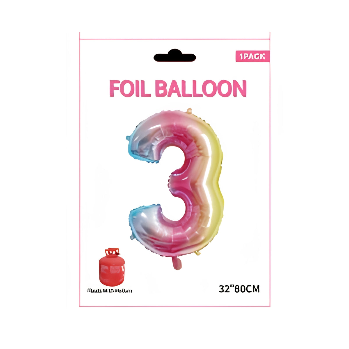 Rainbow Number 3 Foil Balloon 32 Inch