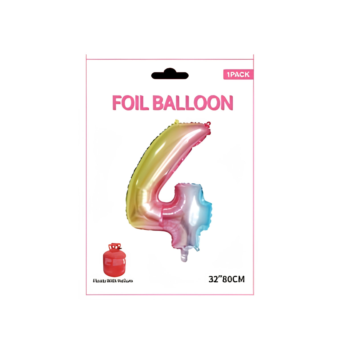 Rainbow Number 4 Foil Balloon 32 Inch