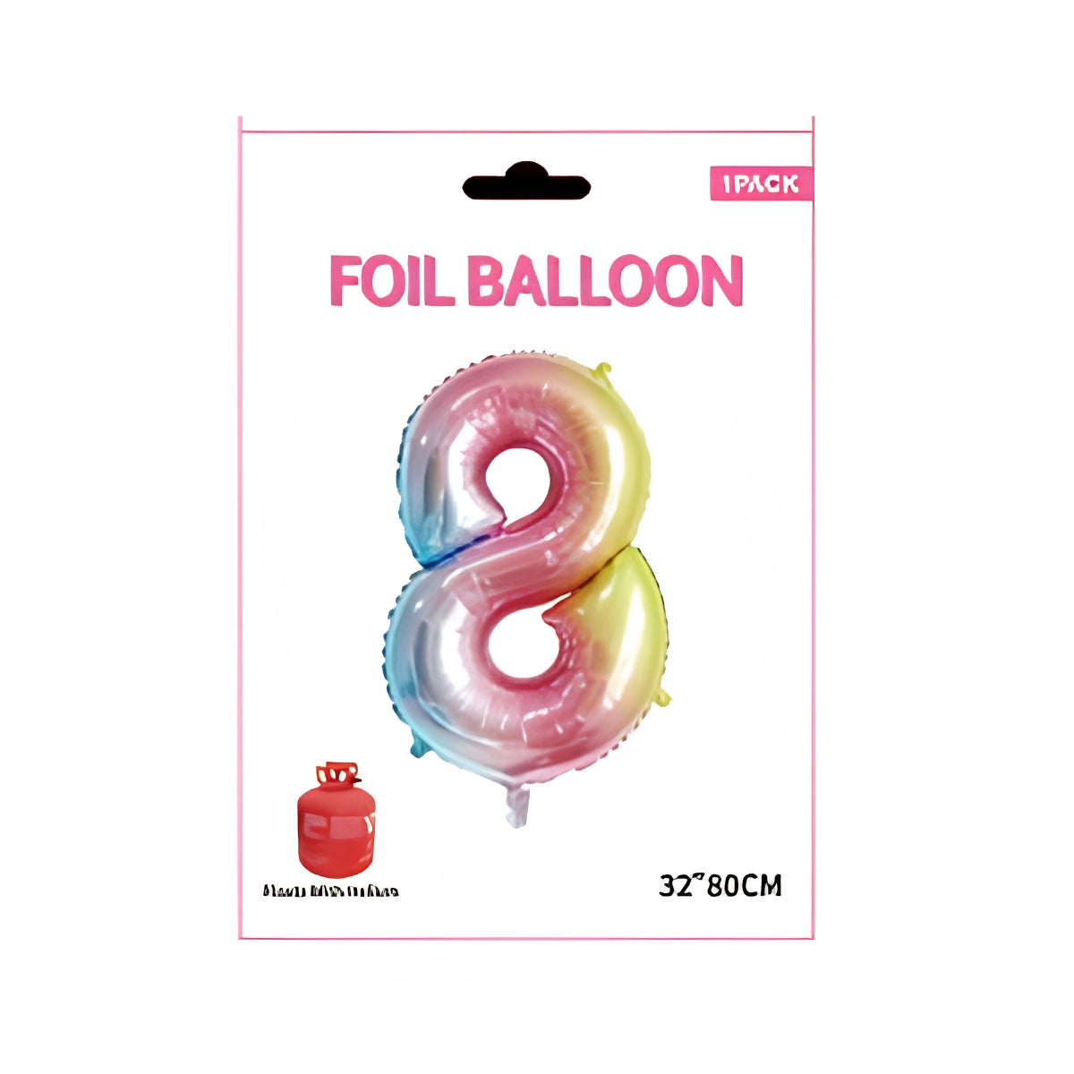 Rainbow Number 8 Foil Balloon 32 Inch