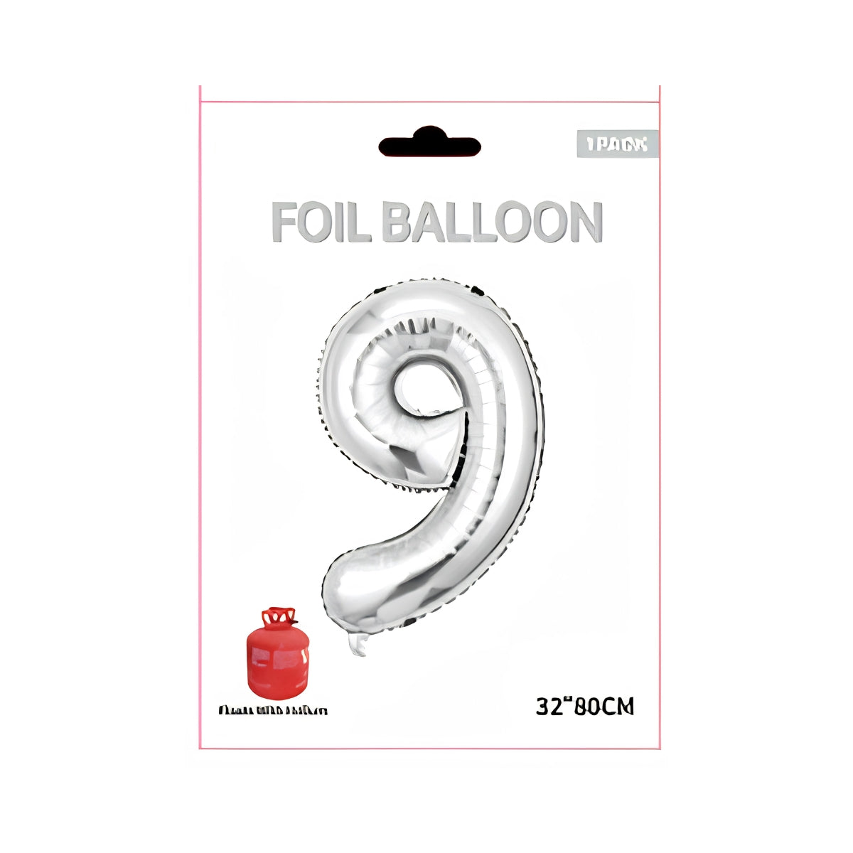 Silver Number 9 Foil Balloon 32 Inch