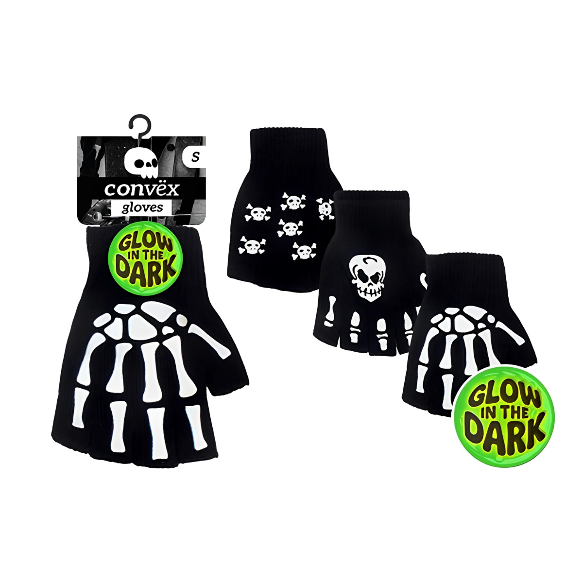 Glow in the dark skeleton fingerless gloves for kids