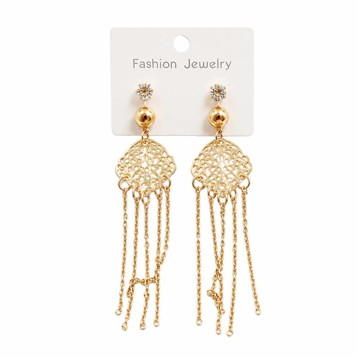 Gold tassel chain drop earrings fashion jewellery for women