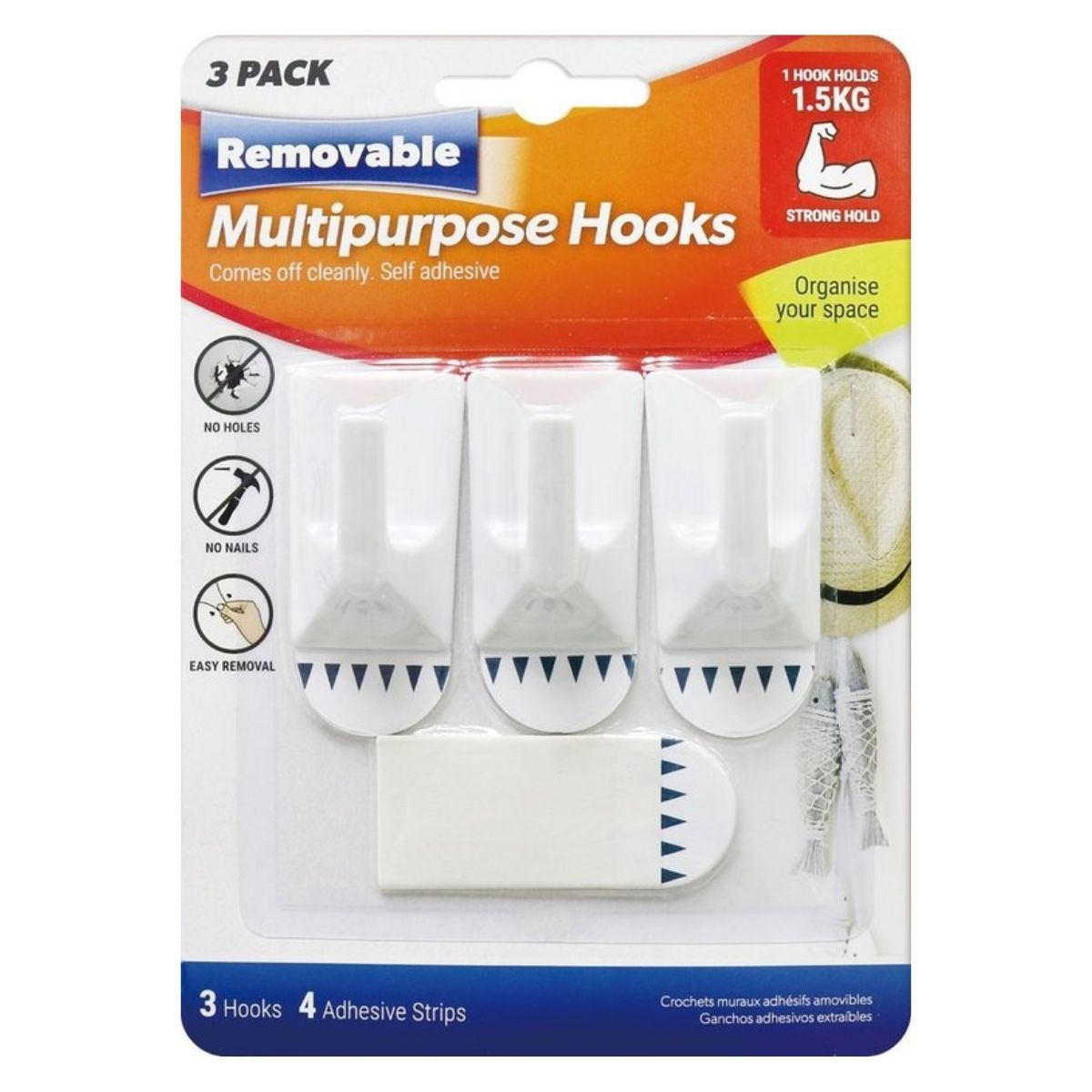 Hooks Removable 5cm 3pk