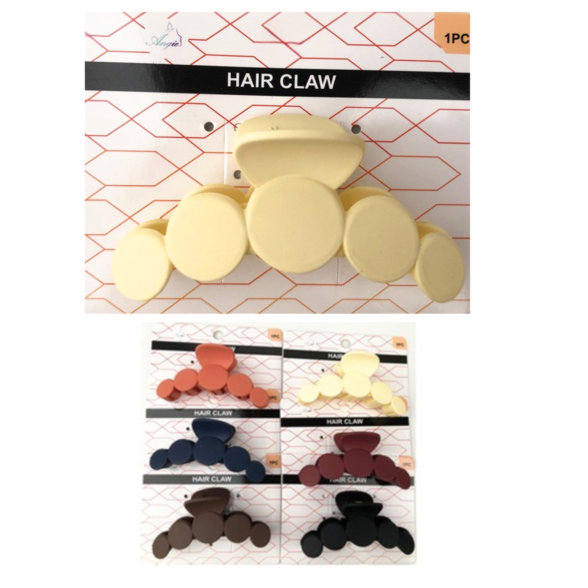 11cm matte hair claw clip with rounded design in assorted colours