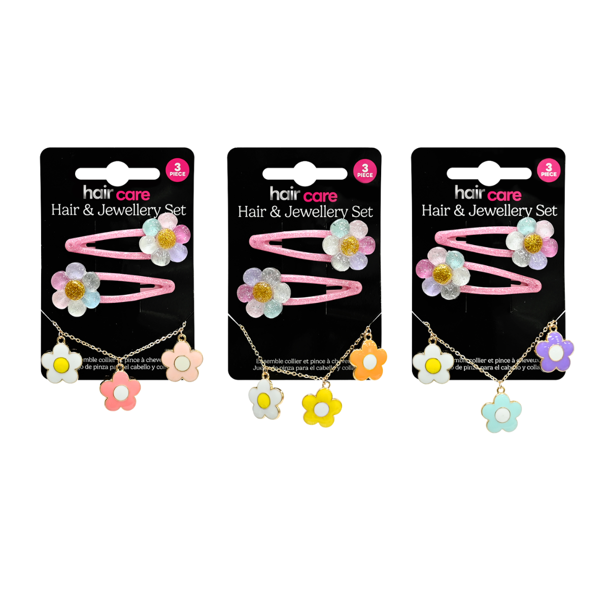 Hair Clip & Necklace Set 3pc – Assorted