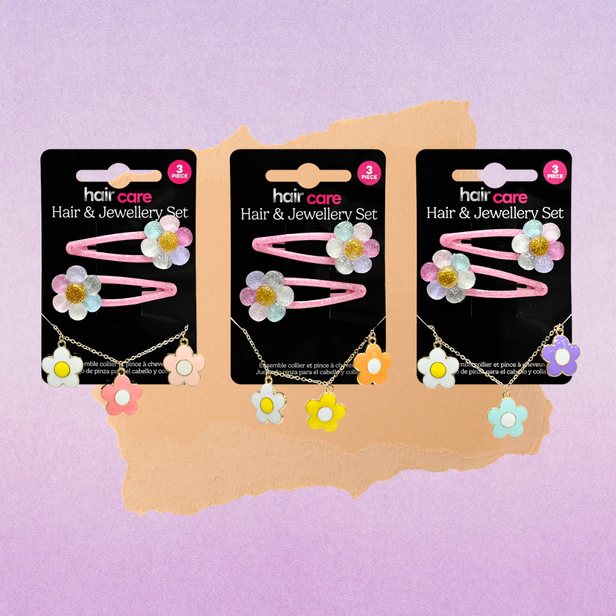 Hair Clip & Necklace Set 3pc – Assorted