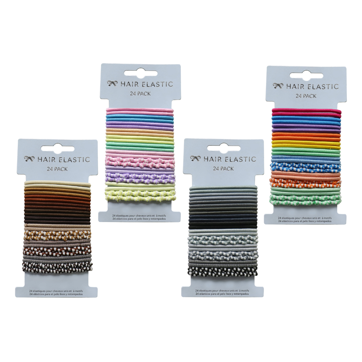 24 pack assorted colourful hair elastics for women and girls